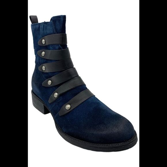 Miz Mooz Shoes - Miz Mooz Women's Nancie Leather Strapped Ankle Boots Sapphire - Medium